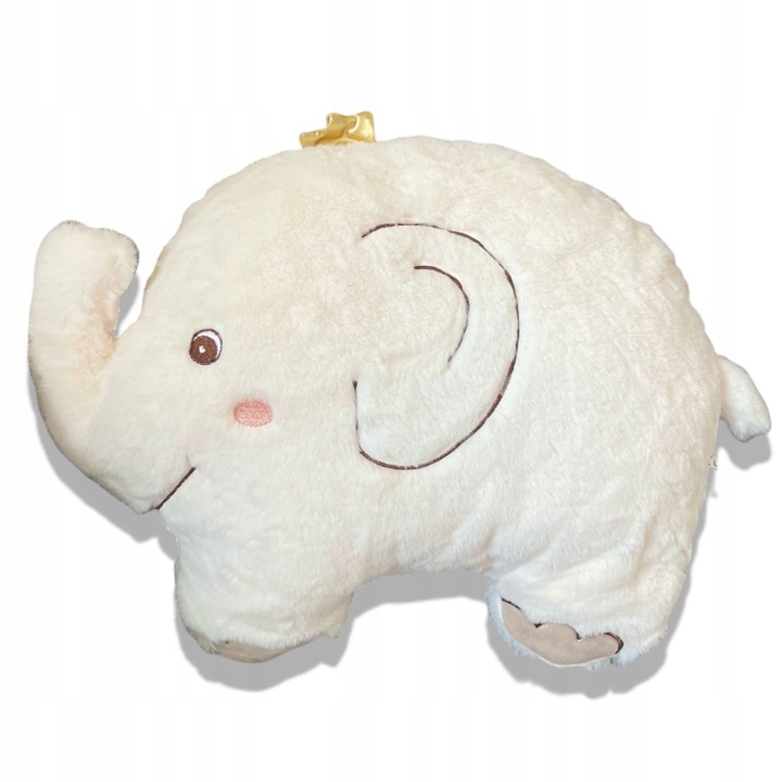 Плюшена възглавница за деца, модел слонче, бяла, 42x30x13см, комплект плюшени играчки