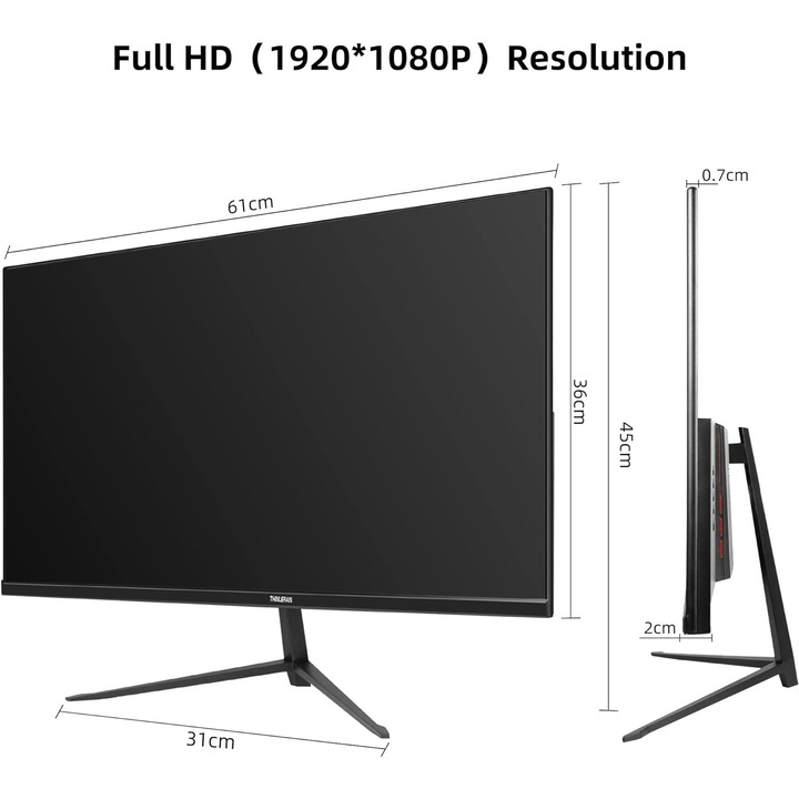 Monitor LED 27", Full HD 1920x1080p, IPS, 5ms, 75Hz, vékony kialakítás