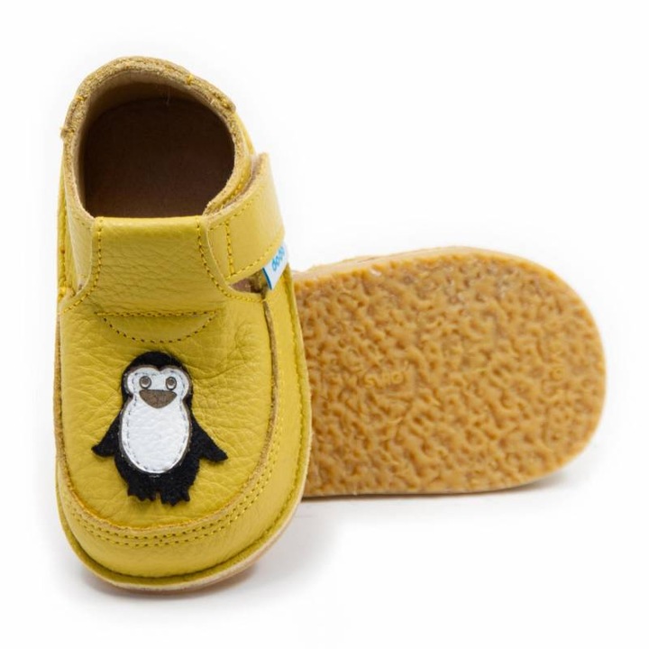 Dodo Shoes gyerekcipo, sarga, termeszetes bor, rugalmas talp, 22, Sárga, 22 EU