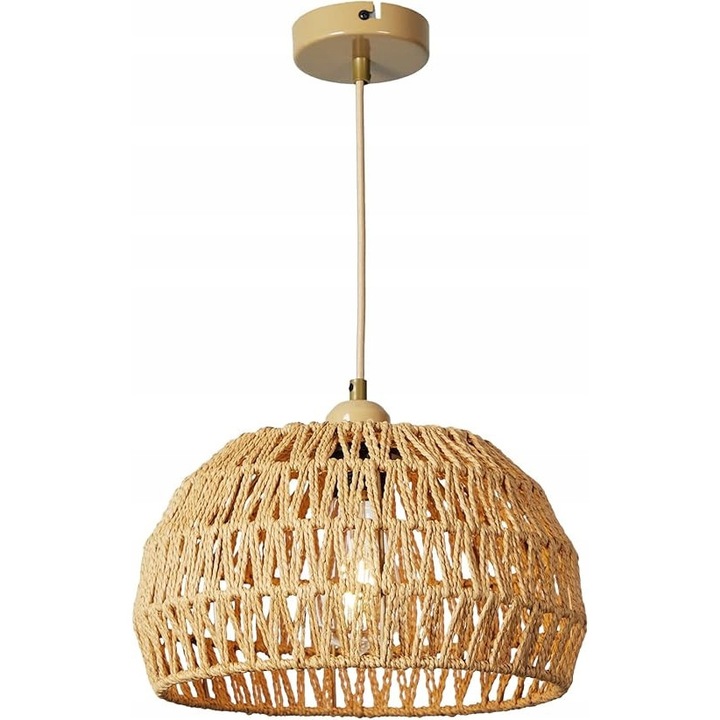 Хартиена лампа, рустик стил, 27x30см, кафяв цвят, с регулируем кабел