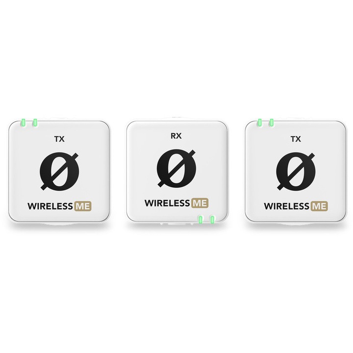 Безжичен микрофон Rode Wireless ME, комплект от 2 предавателя, технология GainAssist, бял, размери 44x45,3x18,3 мм