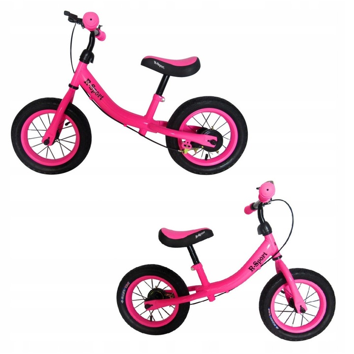 R3 futóbicikli, 12'', rózsaszín, pumpa, 3-5 éves gyermekeknek