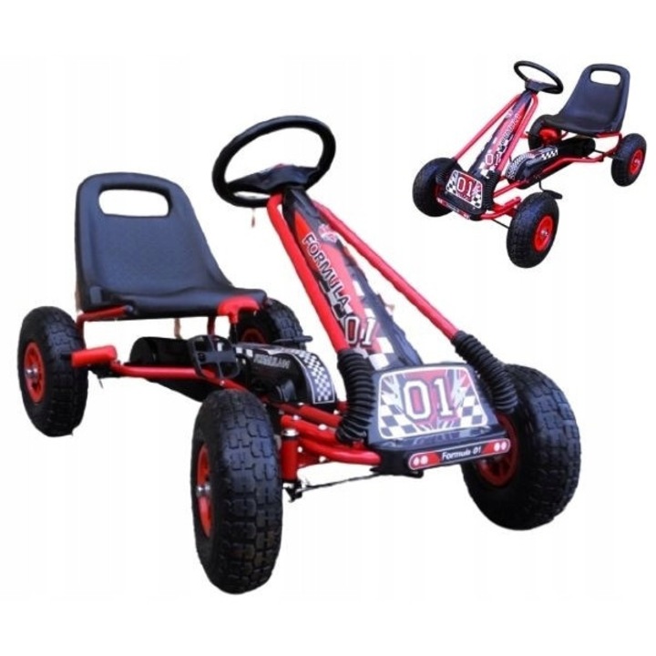 Детски картинг R-sport, ръчна спирачка, червен, 105x60x62см