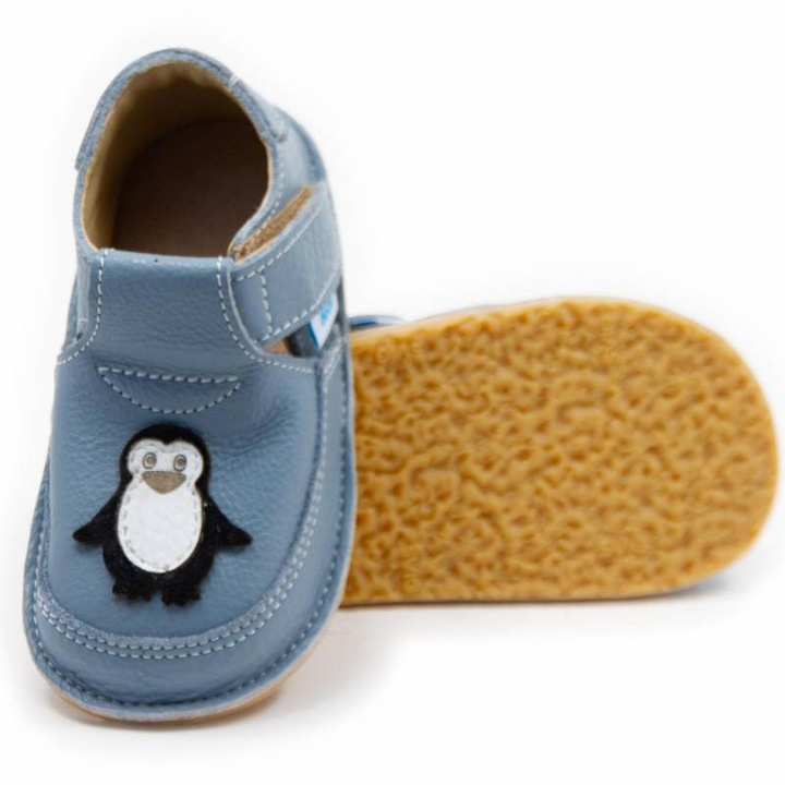 Dodo Shoes Pingvin gyerekcipo, termeszetes bor, rugalmas talp, vilagoskek, 21, Világoskék, 21 EU