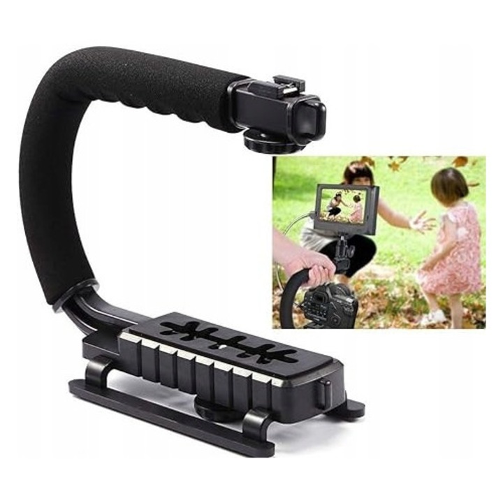Стабилизатор за видеокамера с пластмасова дръжка, за камери, противоплъзгащ, с променливи размери