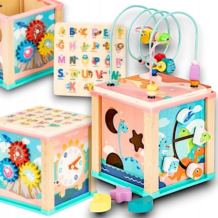 Interaktív oktató fajáték, 15,5x15,5x15,5cm