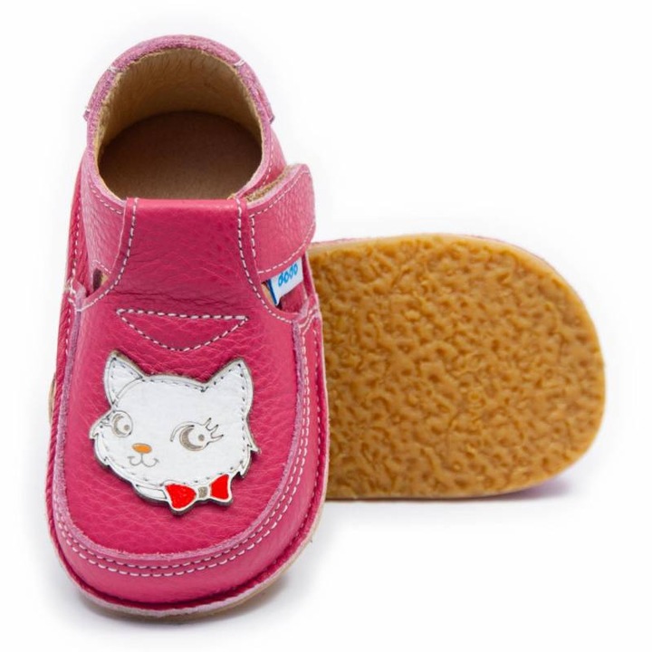 Pantofi copii Dodo Shoes, Miau, piele naturală, talpă flexibilă, Roz inchis