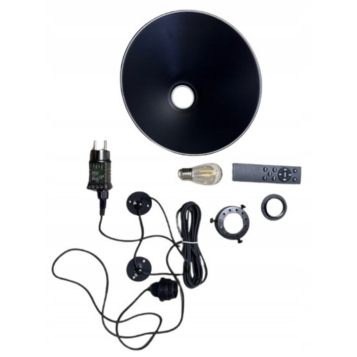 Винтидж висяща лампа E27, включен LED, 5м кабел, с дистанционно управление, 25x10см