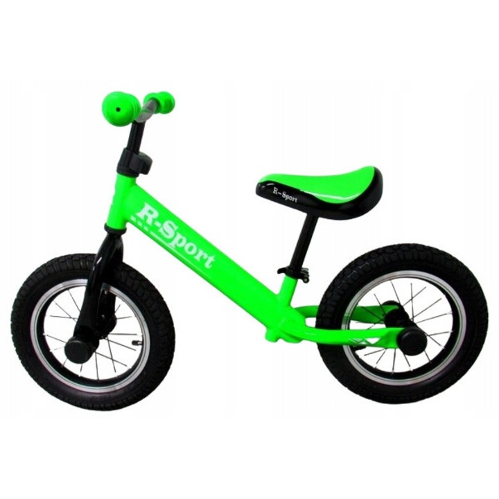 R2 futóbicikli, 12'', felfújható kerekek, zöld színű, 2-5 éves gyermekeknek