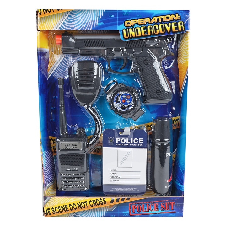Set de joaca pentru copii, Politie Operation Undercover, 5 piese, pistol 17 cm