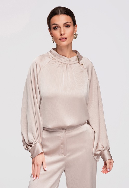 Bluza cu croiala lejera LARICA OW-TS-E0024, Bej