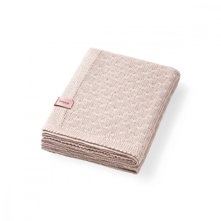 Paturica tricotata Babyono 1673/02 din fibre de bambus bej 75x100 cm