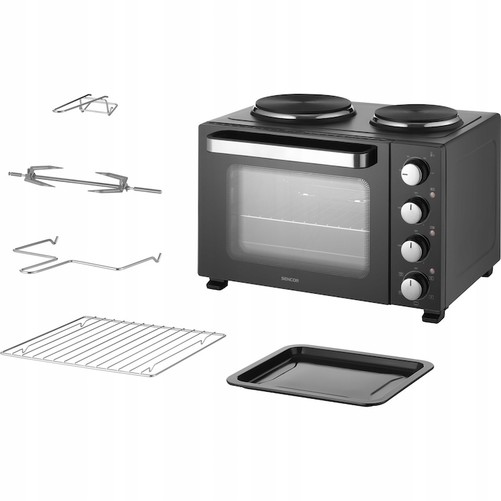 Cuptor electric First Austria 30L, 1600W, termoconvectie, panou tactil, negru, 51x31x39cm