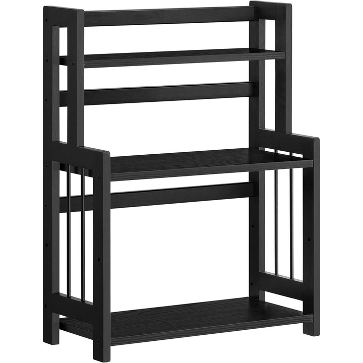 Raft pentru condimente, Songmics, 3 niveluri, MDF/bambus, negru, 18x41x53cm