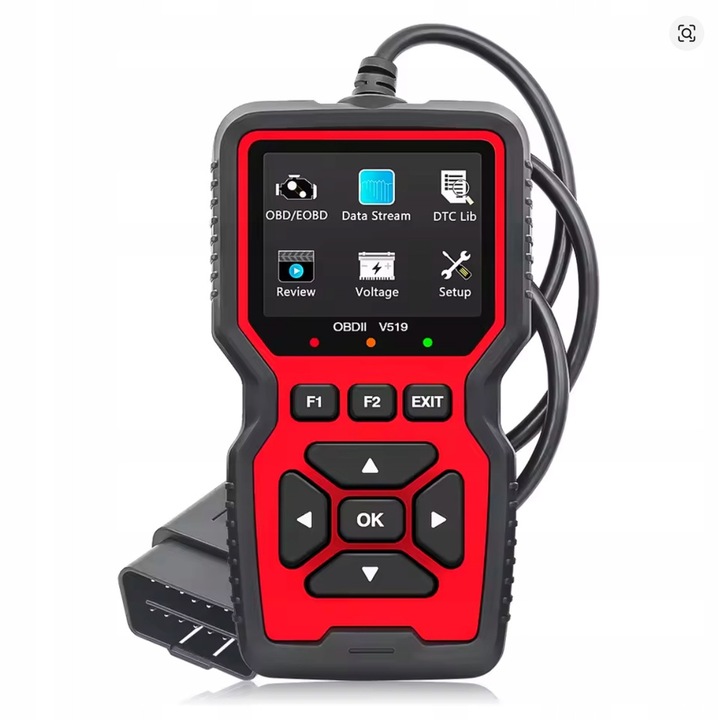 Скенер за диагностика OBD2 V519, четец на грешки на двигателя, цветен екран, захранване от OBD