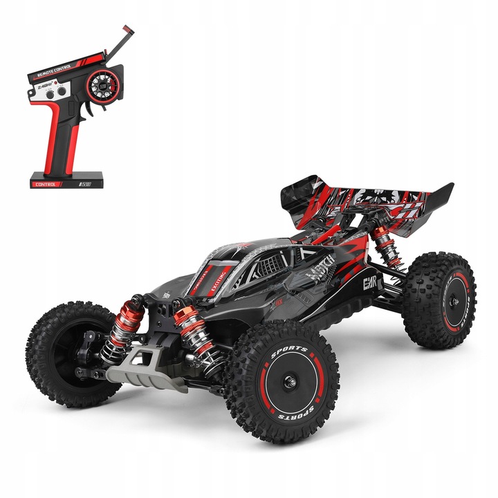 WLtoys XKS 124010 4WD RC autó, 55km/h, fekete, 1:12, teljes készlet