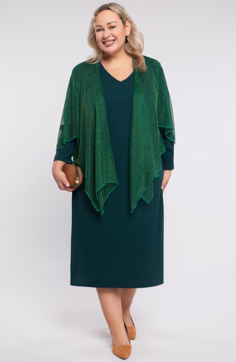 Bolero MDR24, verde si auriu UNI, maneci 3/4, poliester, One size