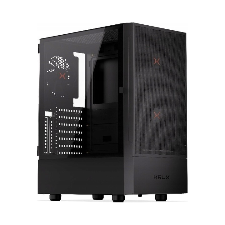 Carcasa KRUX Nadir, ATX, 2x140mm ventilatoare, 1x120mm, 446x210x376mm, neagra