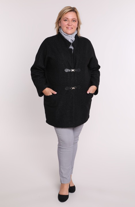 Palton negru cu catarame