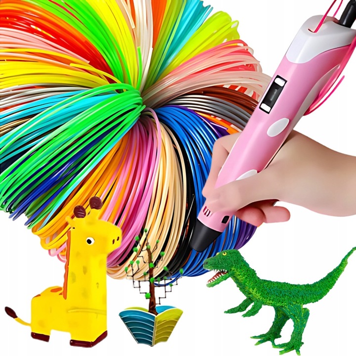 Pix 3D Dlugopis, set XXL, 110m filament PLA, 4 culori pastelate, 18,5x2,8x4,1cm