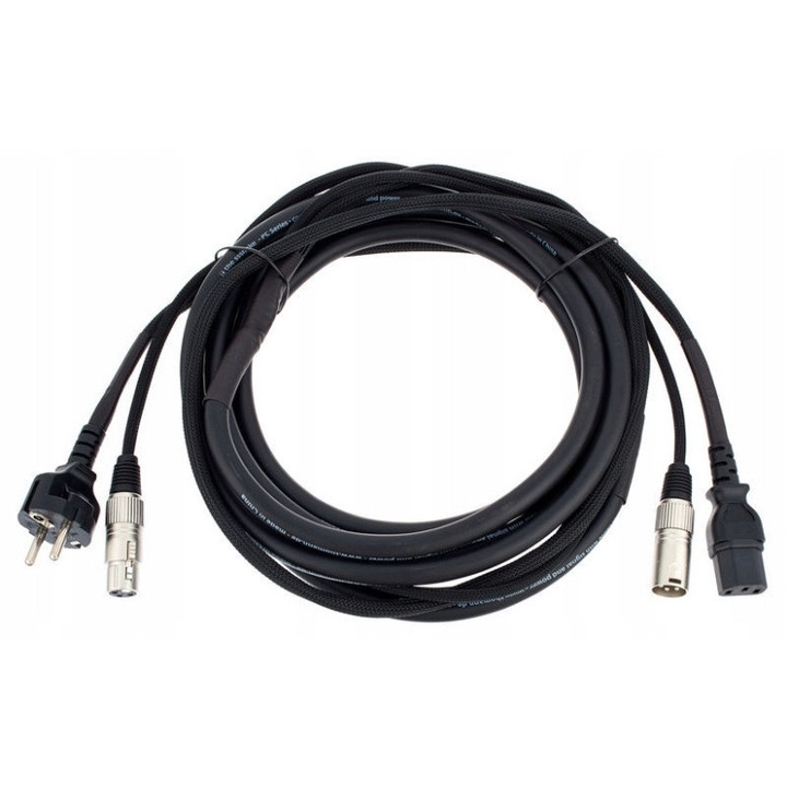 Cablu hibrid de alimentare si semnal, The Sssnake, 5m, negru, XLR 3-pin