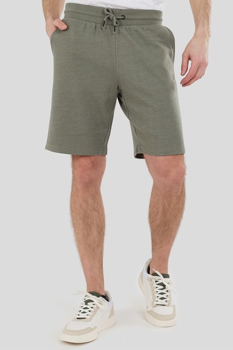Fundango, Pantaloni scurti de trening cu croiala regular-fit si snur Delon, Verde feriga
