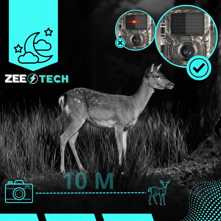 Камера за наблюдение, ZeeTech, фотокапан, резолюция 16 Mpx, IR нощно виждане 940nm, IP66, пълен комплект