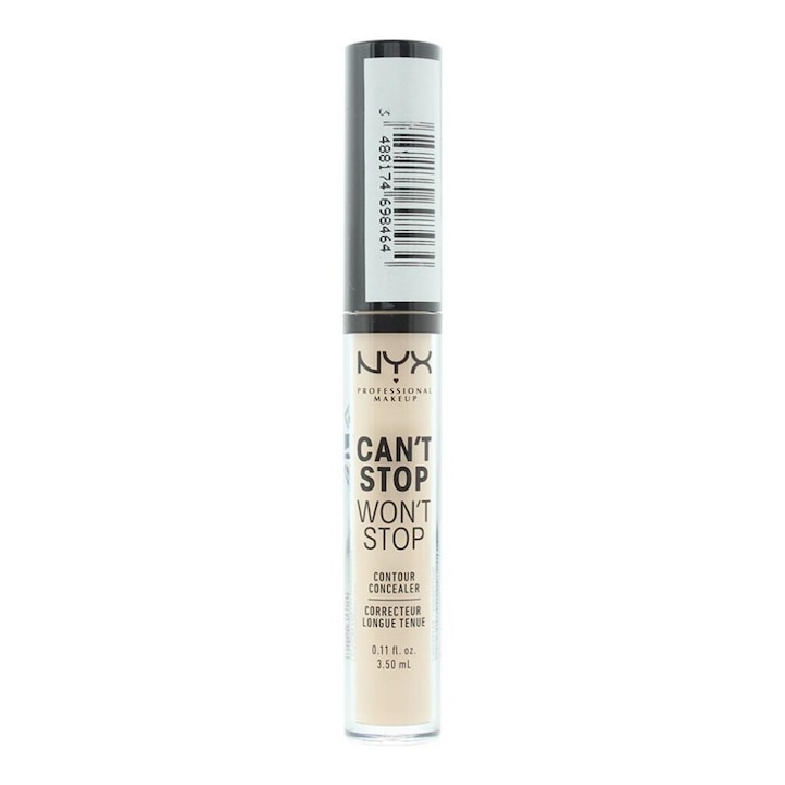 NYX Can't Stop Won't Stop folyékony korrektor, vegán, Ivory Light árnyalat, 3.5 ml