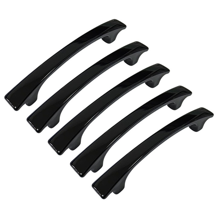 Set 5 x Manere din plastic, 2112-08, lungime 127 mm, distanta gauri 96 mm, negru