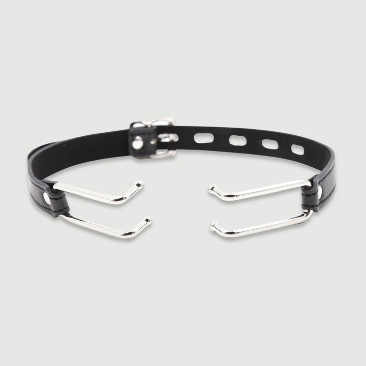 Calus din piele cu carlige metalice, Sexopolis, negru, ajustabil