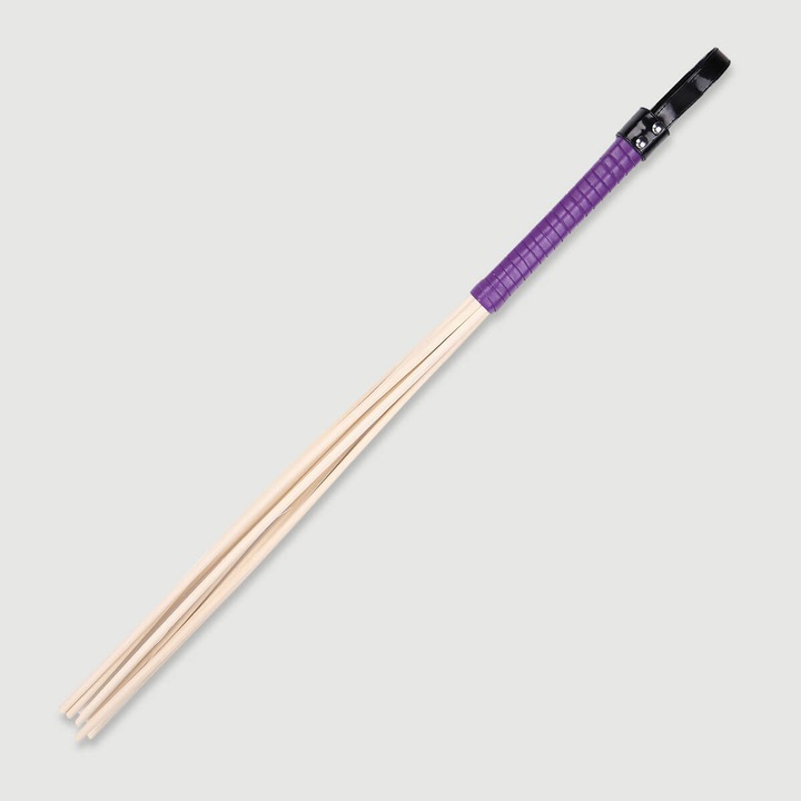 Bici din bambus cu maner violet si multiple tije - set pentru jocuri BDSM