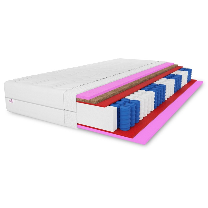 Saltea Folyeso din cocos, 120x200 cm, inaltime saltea aprox. 26 cm, arcuri impachetate cu 7 zone, buzunar, duritate H3/H4, culoare: Aloe Vera, spuma foarte elastica, cu husa