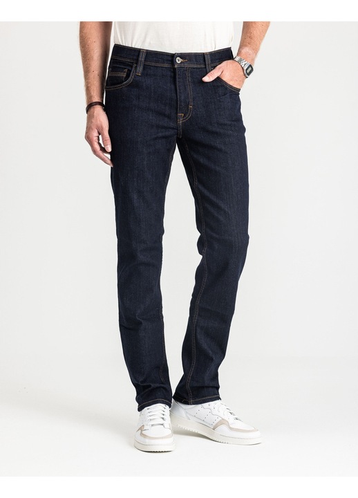 Férfi farmer, Mustang, Washington Straight, Egyenes szabású, Közepes derék, Hosszú, Cipzár, 5 zseb, Pamut, W32-L32 US, Kék