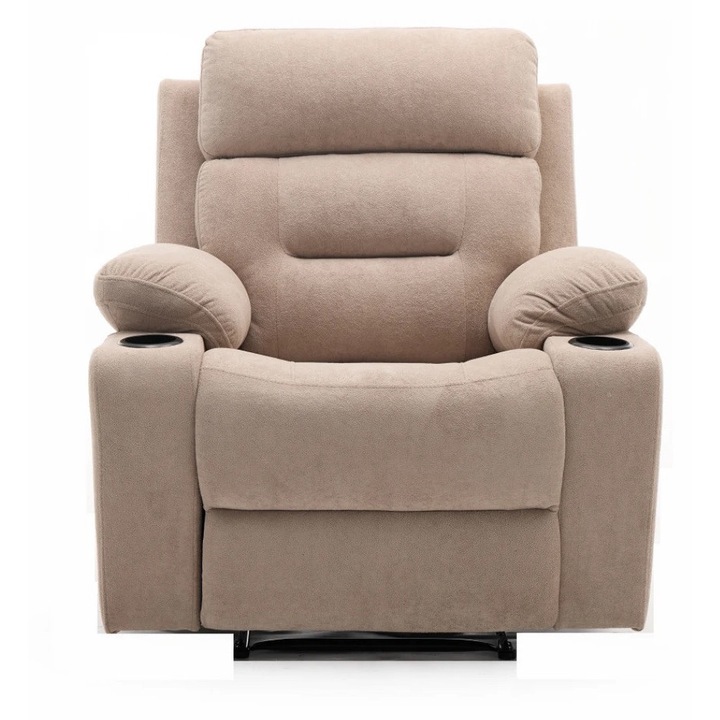 Fotoliu Masaj, TOPSCAUNE®, Relaxare Cu Functie De Incalzire, Masaj In 8 Puncte, 5 Programe Si 2 Intensitati, Spatar Rabatabil, Suport Pentru Picioare Extensibil, Sezut Cu Arcuri Metalice, Tapiterie Chenille Moale, Suporturi Pentru Pahare, Bej