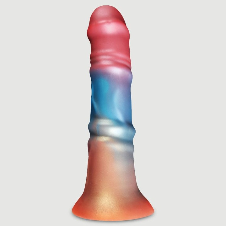 Dildo Sexopolis, silicon, cu ventuza, 21cm, 4.1cm diametru, multicolor