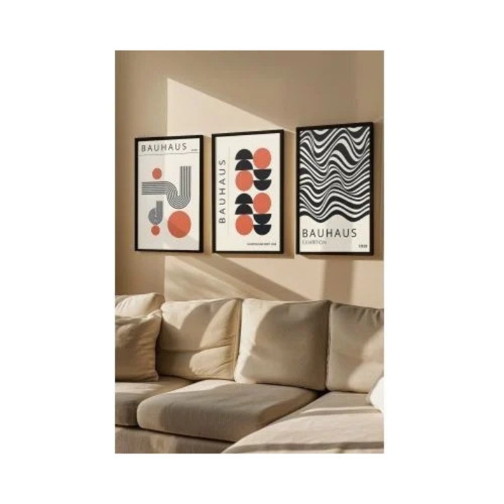 Set tablou decorativ Re-Bloom, 3 piese, MDF/lemn masiv, multicolor, 33 x 48 cm