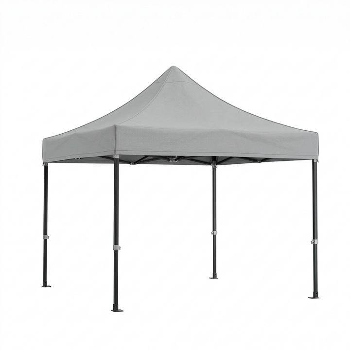Pavilon összecsukható sátor típusú, 3 m x 3 m kerti és rendezvényekhez, vízálló, megerősített fémvázzal és Oxford 420D PVC tetővel, fehér