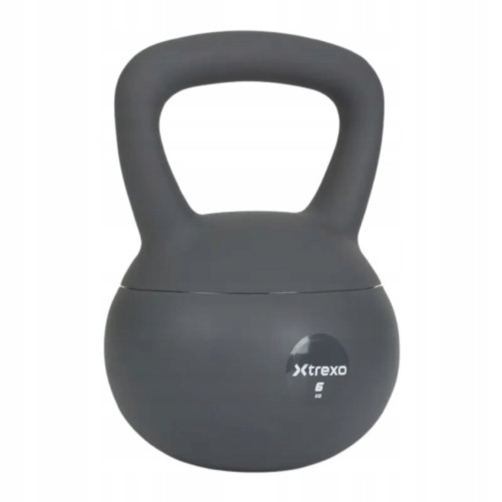 Kettlebell miekki XTREXO 6 kg, gri, design ergonomic, pentru antrenament acasa