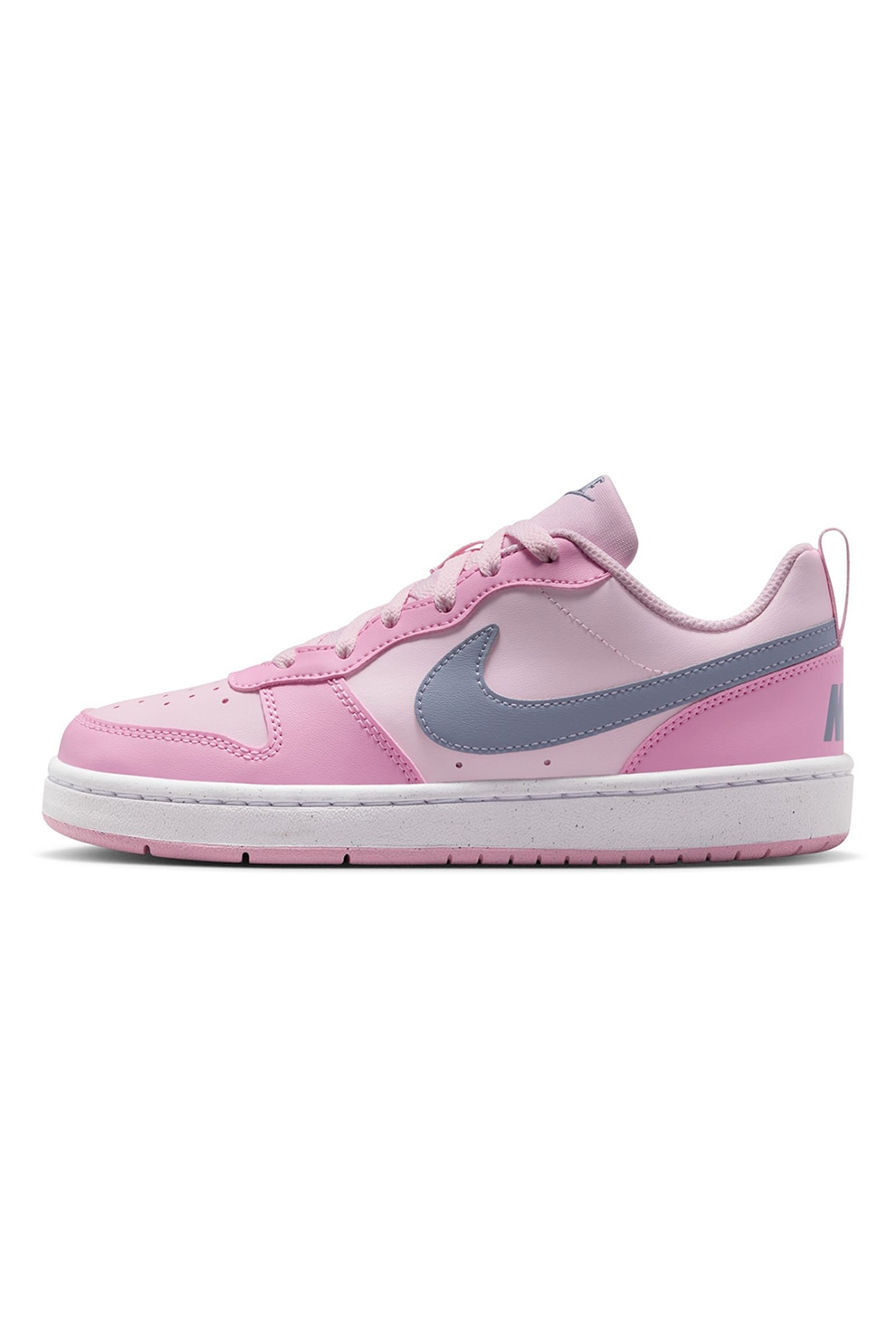 Nike, Pantofi sport Court Borough din piele ecologica, Gri, Roz