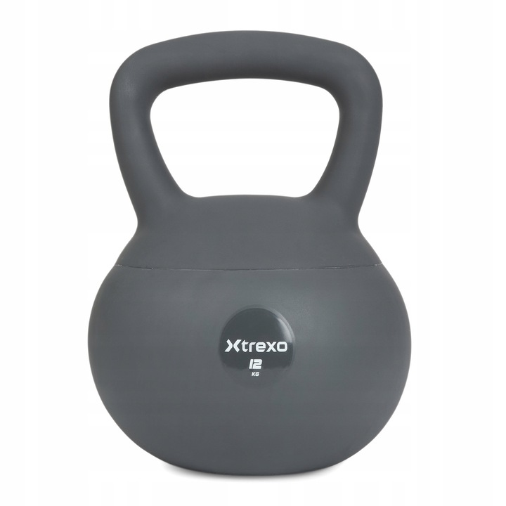 Kettlebell XTREXO 12 kg, gri, pentru antrenament de forta si conditie fizica, design ergonomic