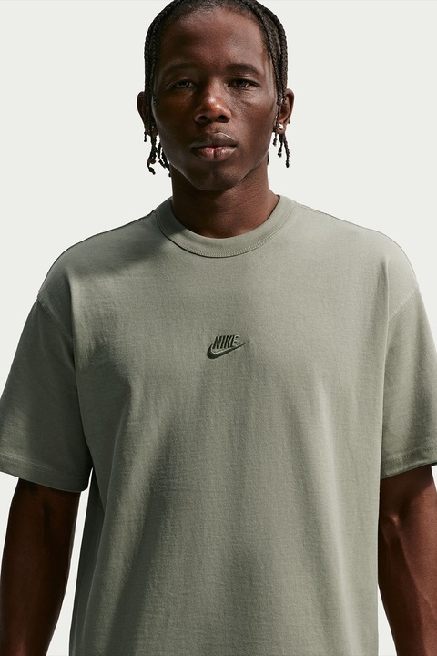Nike, Tricou relaxed fit cu broderie logo Premium Essentials, Kaki