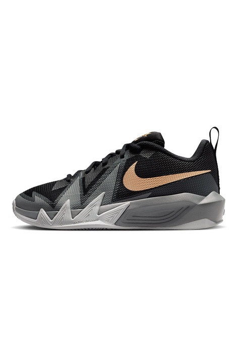 Nike, Pantofi S.T. Dynamite low-cut cu detalii contrastante pentru baschet, Negru/Roz somon/Gri inchis