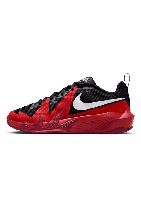 Nike, Pantofi S.T. Dynamite low-cut cu detalii contrastante pentru baschet, Rosu/Alb/Negru