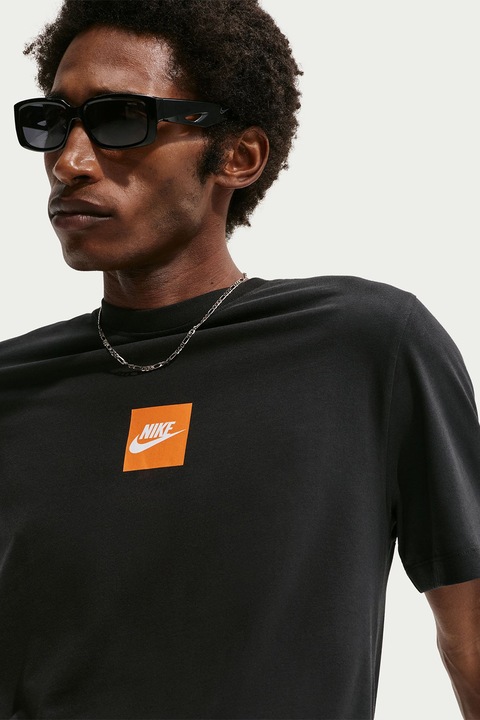 Nike, Kerek nyakú pamutpóló, Fekete