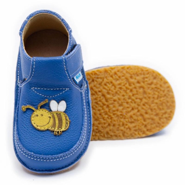 Pantofi copii Dodo Shoes Albinuta Maia, piele naturala, albastru, talpa flexibila, 23, Albastru, 23 EU