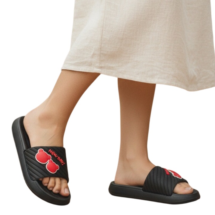 Papuci veseli H723negru 124180, Negru, 38