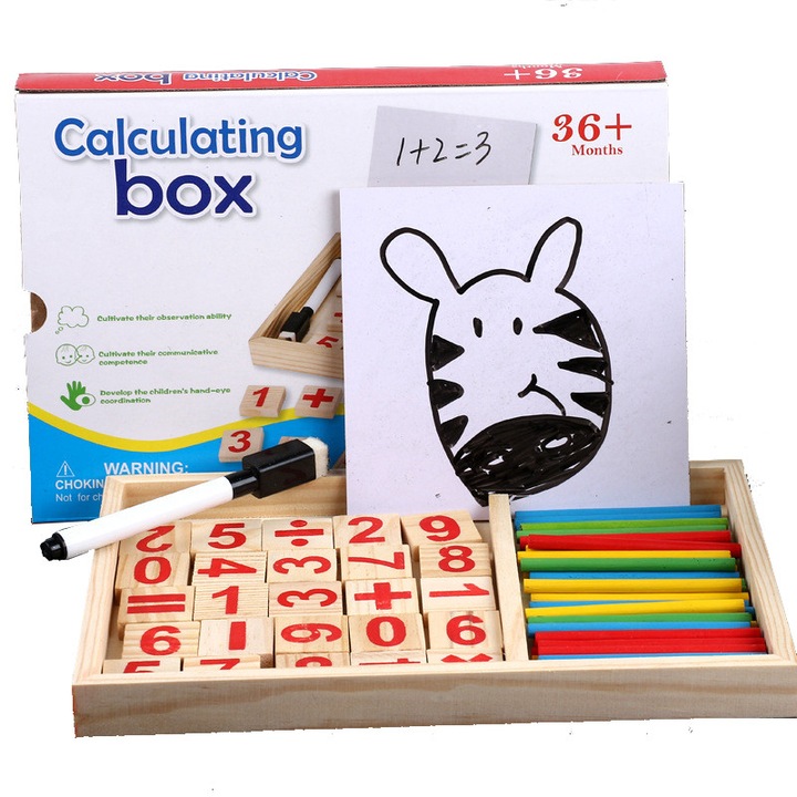 Kit Educativ Montessori din Lemn pentru Invatarea Matematicii, +36 luni