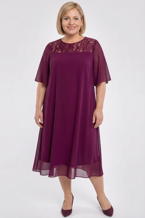 Rochie pruna cu dantela