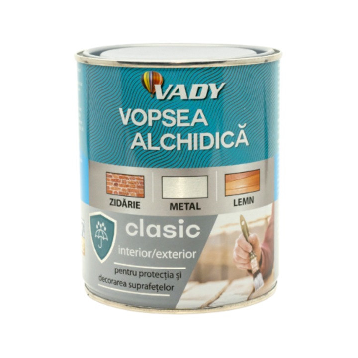 Vopsea alchidică VADY 0.6L, maro, pentru lemn, metal, zidărie, ciment