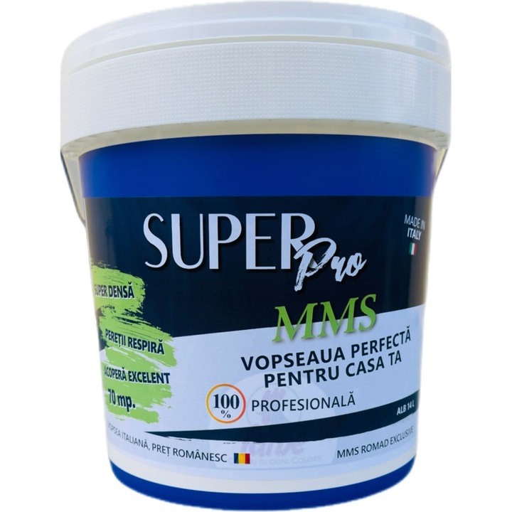 Vopsea lavabilă Farbe Super Pro MMS, alb, 14L, pentru interior, professională